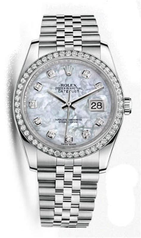 rolex 116244 white mop diamond dial oyster bracelet|rolex 36 diamond bezel.